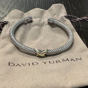 X Station Bracelet in Sterling Silver with Yellow Gold